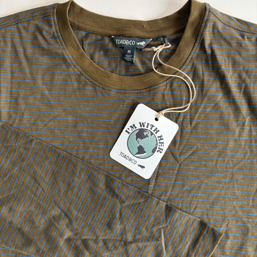 Toad&Co Brown and Blue Striped Long Sleeve Tee